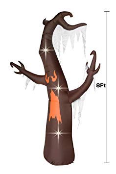 inslife 8Ft Inflatable Brown Ghost Halloween Hunting Tree Decoration Inflatables Terrible Ghost Tree Decorations Decor for Home Yard Lawn Garden Party Indoor Outdoor