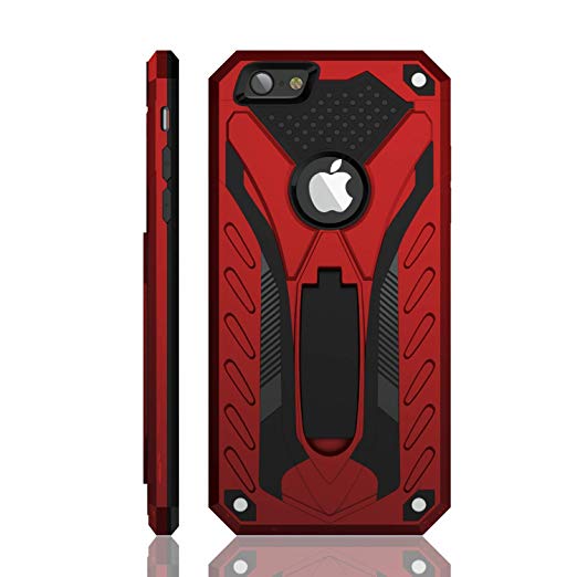 iPhone 6 / iPhone 6S Case, Military Grade 12ft. Drop Tested Protective Case With Kickstand, Compatible with Apple iPhone 6 / iPhone 6S - Red