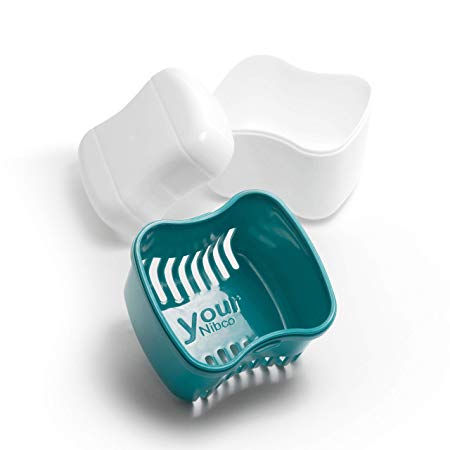 Invisalign-Retainer-Denture Bath-Dental Appliance Cleaning Case Size Standard with Easy Grip - Color Teal