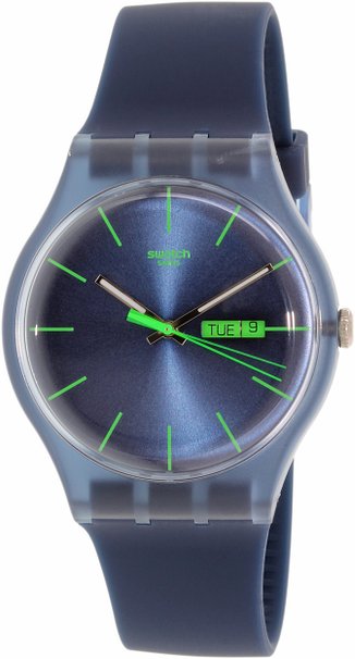 SWATCH SUON700 rebel blue dial silicone strap men watch NEW