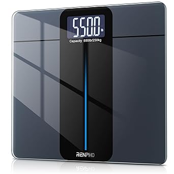 RENPHO Scale for Body Weight, Digital Bathroom Scale with Large LED Display, Weighing Machine with Big Platform, Most Accurate to 0.05lb, Body Scale with Extra-High Capacity 550lb, 13x11.8in, Core 1L