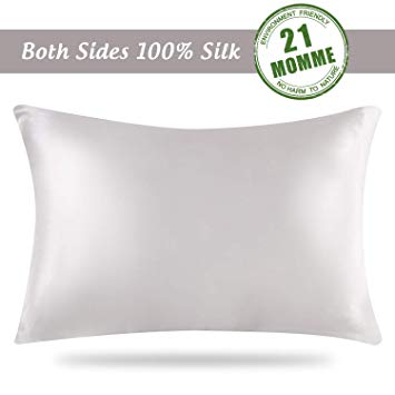 Silk Pillowcase, Silk Pillowcase for Hair and Skin, Silk Pillowcase Standard Size, Slip Silk Pillowcase, 100% Silk Pillowcase, Birthday Gifts for Women, Gifts for Girlfriend(Silver Grey, Standard)