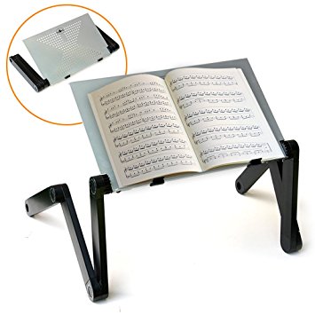 QuickLift Sheet Music and Tablature Stand Tabletop Mount with Aluminum Alloy Construction. Feature folding design with Adjustable Height and Angle