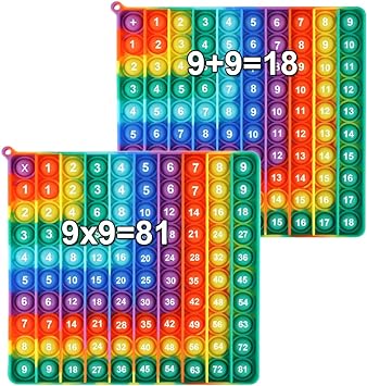 Pop Addition Subtraction Multiplication Board, 100 Bubbles Right-Angled Rainbow POP for Kids of Ages 4-8, Great Tools for Addition Subtraction Multiplication & Division Learning【Double Sided Printing】