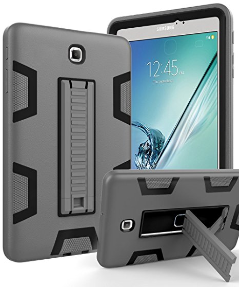 Galaxy Tab S2 8.0 Case,TOPSKY[Kickstand Feature]Three Layer Hybrid Heavy Duty Full-Body Shockproof Anti-Slip Protective Case for Samsung Galaxy Tab S2 8.0 inch,Grey/Black