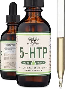 Double Wood Supplements 5 HTP Liquid Drops - More Absorbable and Effective Than 5HTP Capsules (60 Servings of 50mg 99%+ 5-HTP) Serotonin Supplement for Mood and Sleep by