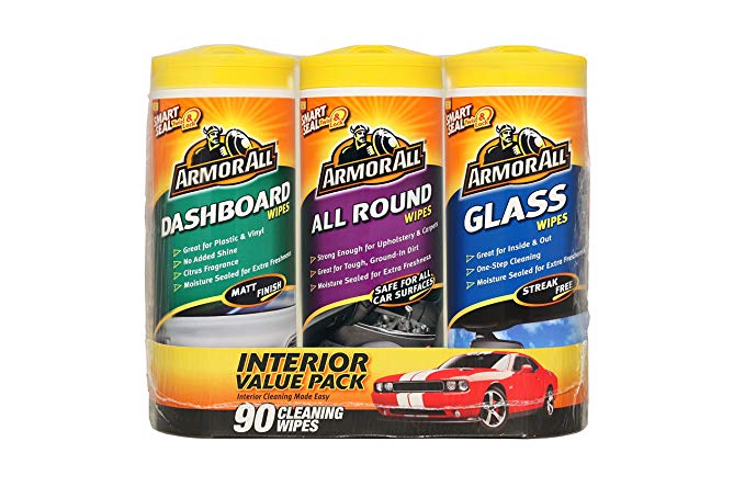 Armor All Triple Pack Wipes Dashboard, All Round & Glass 3 x 30 Wipes