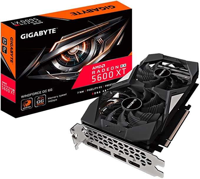 Gigabyte Radeon RX 5600 XT WINDFORCE OC 6G Graphics Card, 3X WINDFORCE Fans, 8GB 192-Bit GDDR6, GV-R56XTWF2OC-6GD REV2.0 Video Card