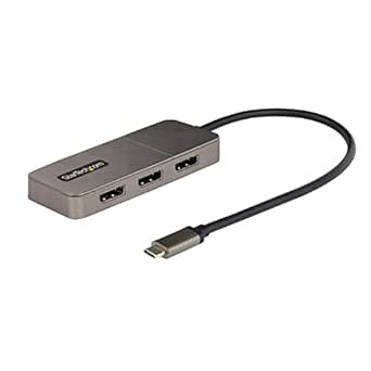 StarTech.com 3-Port USB-C Multi-Monitor Adapter, USB Type-C to 3X DisplayPort 1.4 MST Hub, Triple 4K 60Hz DP Laptop Display Extender/Splitter, HDR, Extra-Long Built-in Cable, Windows (MST14CD123DP)