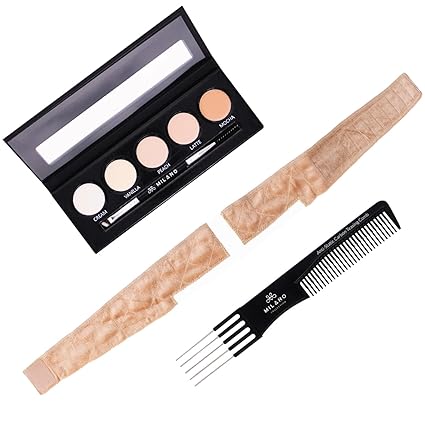 MILANO COLLECTION Scalp Illusion Kit- Lace WiGrip, Wig Makeup Knot Concealer Palette Plus Free Angled Brush and Teasing Comb (Nude)