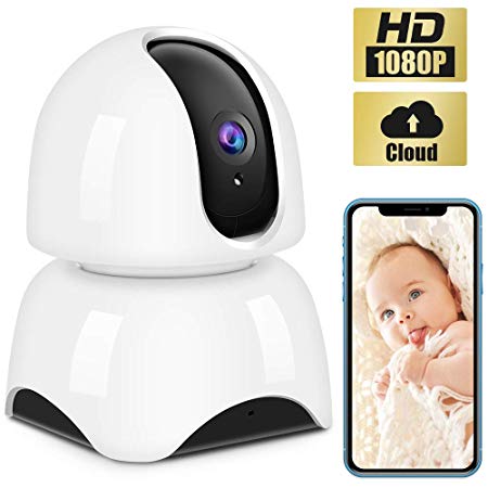 IP Camera Wireless 1080P，WiFi Baby Monitor Indoor Camera with Night Vision Motion Detection Two-Way Audio Home Security Surveillance for Baby/Elder/Pet Monitor Cloud Service Available