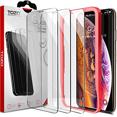 TOZO for iPhone Xs Max Screen Protector 6.5 Inch (2018) [3-Pack] Premium Tempered Glass [0.26mm] 9H Hardness 2.5D Film Super Easy Apply for iPhone 10s Max/Xs Max 6.5 inch