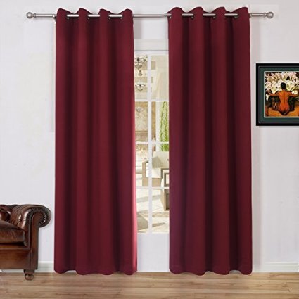 Lullabi Solid Thermal Blackout Window Curtain Drapery, Grommet, 84-inch Length by 54-inch Width, Burgundy Red, (Set of 2 Panels)