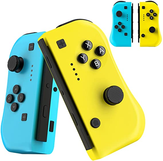 JAMSWALL Controller Compatible for Nintendo Switch, Joy Con Controller Gamepad Joystick Compatible for Nintendo Switch/Switch lite, Replacement Controller with Double Shock/6-Axis Gyro, Blue&Yellow