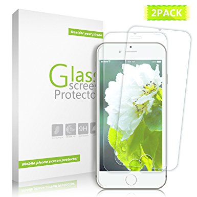 iPhone 7Plus, 6sPlus, 6Plus Glass Screen Protector, Kiomi 2-Pack Premium Tempered Glass with 2.5D High Definition Ultra and 3D Touch Accuracy for iPhone 7Plus 6sPlus 6Plus - Transparent