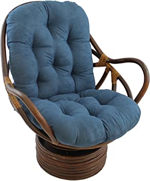 Blazing Needles Solid Microsuede Swivel Rocker Chair Cushion, 48" x 24", Indigo