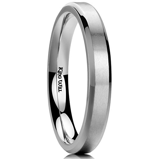 King Will Basic 3mm 5mm 6mm 7mm 8mm 9mm Titanium Ring Matte Finished Wedding Band Comfort Fit Beveled Edge