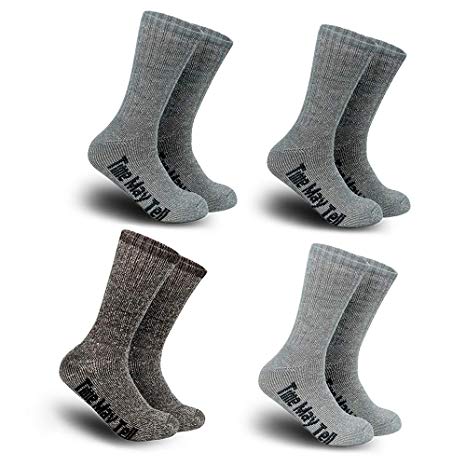Time May Tell Thermal Thick Merino Wool Hiking Socks Winter Athletic Crew Stockings for Men&Women