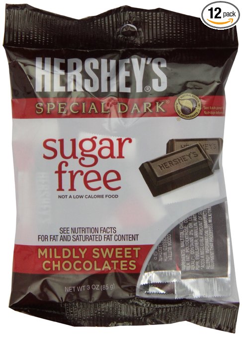 HERSHEY'S SPECIAL DARK Mildly Sweet Chocolate Bar (Sugar Free, 3-Ounce Bags, Pack of 12)