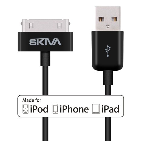 Apple MFi Certified Skiva USBLink 32 ft  1m 30-pin to USB Sync and Charge Cable for iPhone 4s 4 3GS 3G iPad 3 2 1 iPod touch 4 3 2 1 iPod classic and iPod nano 6 5 4 3 2 1 Model No CB115