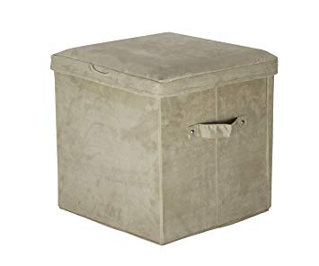 Casual Home Microsuede Folding Storage Ottoman, Beige