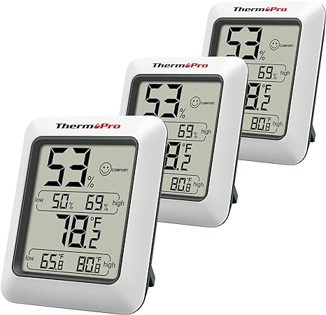 ThermoPro TP50 3 Pieces Digital Hygrometer Indoor Thermometer Room Thermometer and Humidity Gauge with Temperature Humidity Monitor