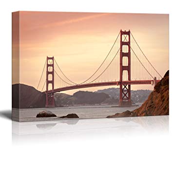 wall26 Canvas Wall Art - Golden Gate Bridge - Giclee Print Gallery Wrap Modern Home Decor Ready to Hang - 32" x 48"