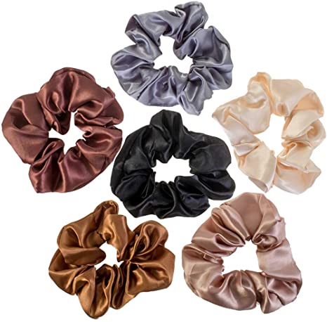 VAGA Cute Scrunchies For Hair 6 Colors Set, Our Hair Scrunchies Hair Elastics Ponytail Holder Pack of scrubchies are Softer Then Hair Ties, A Satin Scrunchie sruchies, Do not Pull Or Snag Thick Hair