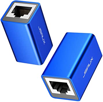 RJ45 Coupler, JSAUX (2 Pack) Ethernet Extender Adapter Ethernet Coupler LAN Connector Compatible with LAN Cables, Network Cables, Ethernet Cables for Cat7, Cat6, Cat5e, Cat5-Blue