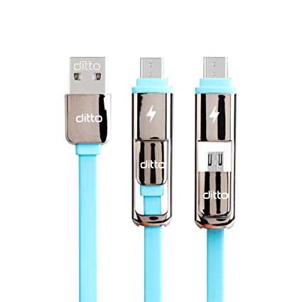 Karnotech 2 in 1 Type C & Micro USB to USB A Reversible USB C Connector for New MacBook, One plus 2, Nokia N1, Lumia, Nexus, Android (3.3 Ft Blue)