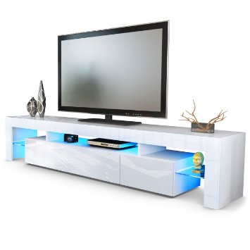 TV Stand Unit Lima V2 in White / White High Gloss