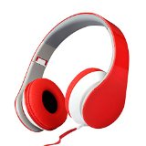 ECOOPRO Over Ear Stereo Headphones with Microphone Noise Cancelling Stereo Headset Earphone Great for MP3 MP4 Tablets Laptops Cell Phones Red