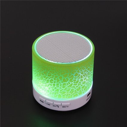 Bluetooth Speaker Mini Wireless Handsfree Speakerphone with USB20 Micro SD Card Slot 35mm Audio Built-in Coloured LED Lights Mic Bass Subwoofer for iPhone 6s Plus and All Bluetooth Player Green