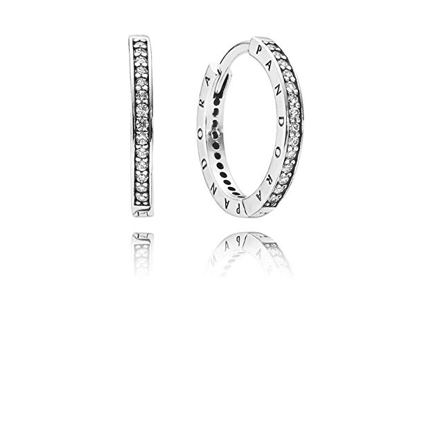 Pandora Signature Hoop Silver Earrings 290558CZ