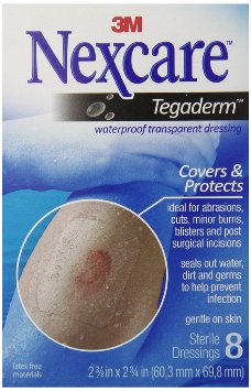 Nexcare Tegaderm Waterproof Transparent Dressing, 2-3/8 Inches X 2-3/4 Inches, 8 Count