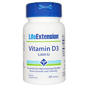 Life Extension Vitamins & Supplements - Vitamin D3, 5000 IU, 120 Softgels (2 Pack of 60 Softgels each)