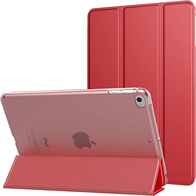 MoKo Case Fit iPad Mini 5th Gen 7.9" 2019/iPad Mini 4 2015, Smart Shell Stand Cover with Translucent Frosted Back Protector, with Auto Wake/Sleep - Red