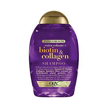 OGX Thick & Full   Biotin & Collagen Extra Strength Volumizing Shampoo with Vitamin B7 & Hydrolyzed Wheat Protein for Fine Hair. Sulfate-Free Surfactants for Thicker, Fuller Hair, 13 fl oz