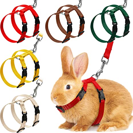 5 Pieces Thanksgiving Christmas Adjustable Rabbit Harness Leash Bunny Harness for Pet Safety Walk Running Jogging Leash Harness for Bunny Cat Puppy Kitten Ferret and Other Small Pet(Vivid Color)