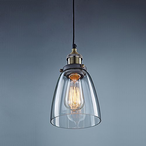 CLAXY Ecopower Industrial Edison Mini Glass 1-Light Pendant Hanging Lamp Fixture