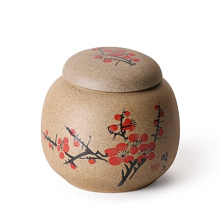 Yixing Purple Ceramic Clay Tea Caddy Mini Tea Storage Chests (plum blossom)