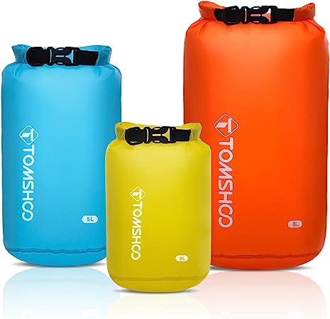 TOMSHOO Dry Bag 3-Pack/5-Pack, Lightweight Waterproof Bags Roll Top Sack Set Keeps Gear Dry for Hiking, Beach, Fishing, Kayaking, Boating, Swimming, Camping