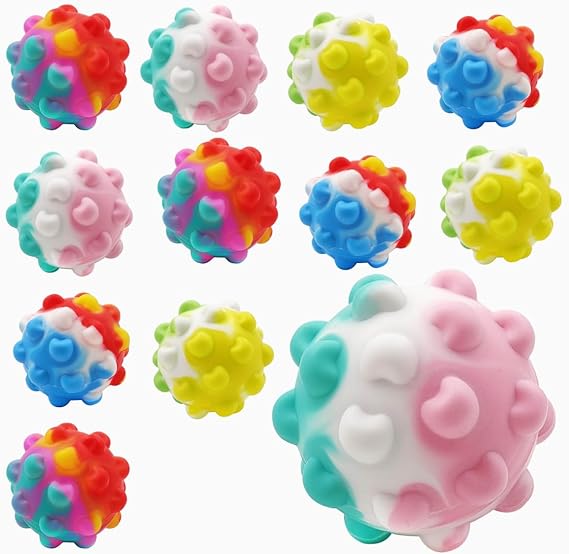 Bulk Fidget Toys Pop It Balls - 12 Pack Squishy Party Favors with Ball Popper Toy - Pop It Ball for Stress Relief Fidget Toys Bulk Pack Small Pop Its for Parents of Children - Perfect Cheap Kids Toys