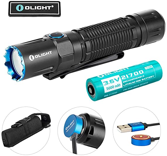 OLIGHT M2R Pro Warrior 1800 Lumens, 300 Meters Throw, USB Magnetic Rechargeable Dual Switches Tactical Flashlight, Powered by 5000mAh 21700 Battery