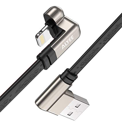 Lightning Cable, ALYEE 6FT 180° Elbow Syncing and Charging USB Cables Charger Cable for iPhone X/8/8 Plus, 7/7 Plus, 6/6s/6s plus, 5c/5s/5/SE, iPad and iPod-Black