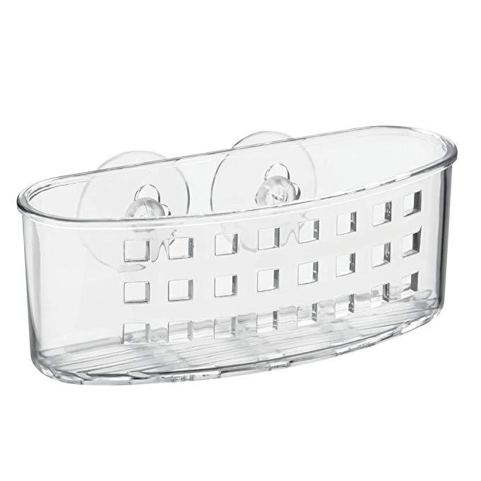 InterDesign Suction Bathroom Caddy – Shower Storage Shelf for Soaps and Sponges, Clear(2 Pack)