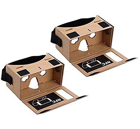 Blingkingdom - (2pcs in Pack) Google Cardboard Headset 3D Virtual Reality VR Goggles for Android Smart Phones iPhone   NFC and Head-Strap
