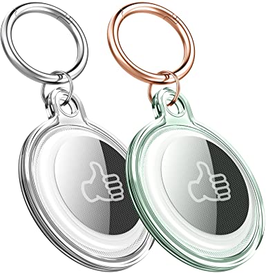 LELONG Compatible with AirTags Case, 2 Pack AirTag Cases Cover with Keychain, Soft TPU Full Coverage AirTags Holder for Apple AirTag(2021)