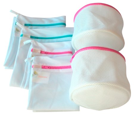 Delicates Laundry Wash Bags Set of 6 2L2M2 Bra Bags - Premium Quality Mesh Wash Bag with Zipper Protect Lingerie Bras Hosiery Intimates Blouse Sweaters Baby Clothing During Washing