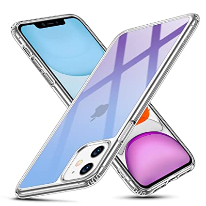 ESR Glass Case for iPhone 11 Cover, 9H Tempered Glass Back Cover with TPU Frame Scratch-Resistant Soft Bumper Shock Absorption Protective Case for iPhone 11, Purple Blue Crystal